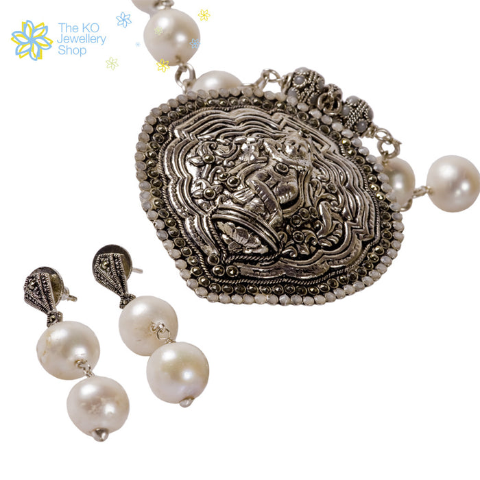 The Mohana Silver Necklace Set - KO Jewellery