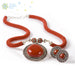 The Silver Sun Necklace Set -Red - KO Jewellery