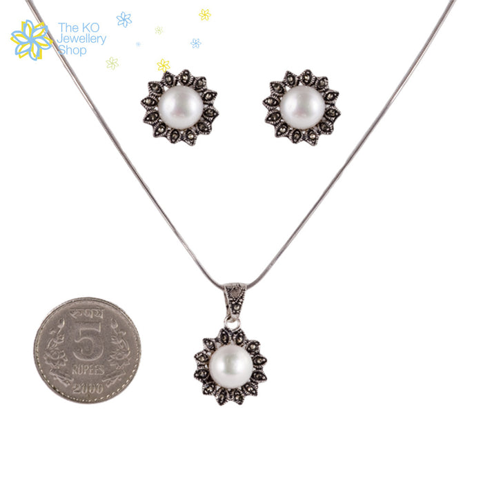 The Elegant Silver Pendant Set - KO Jewellery