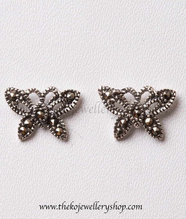 butterfly shaped pure silver ear studs for kids