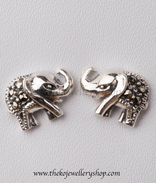 Hand crafted silver elephant ear studs