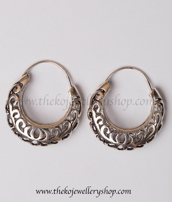 Shop online for women’s silver lotus hoops
