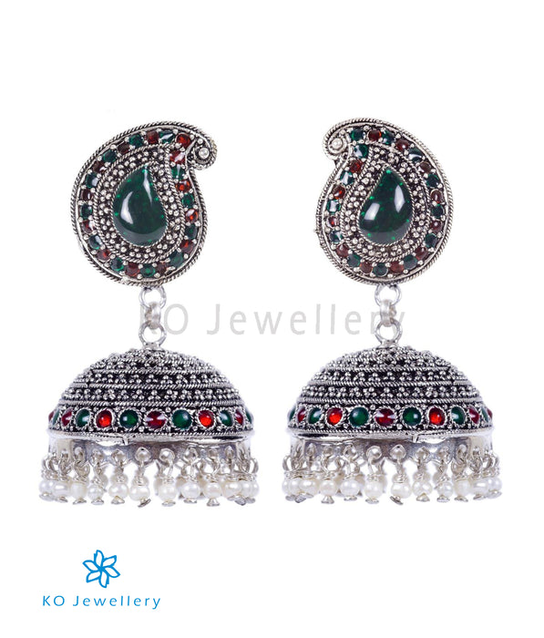 The Manjari Silver Paisley Jhumka - KO Jewellery
