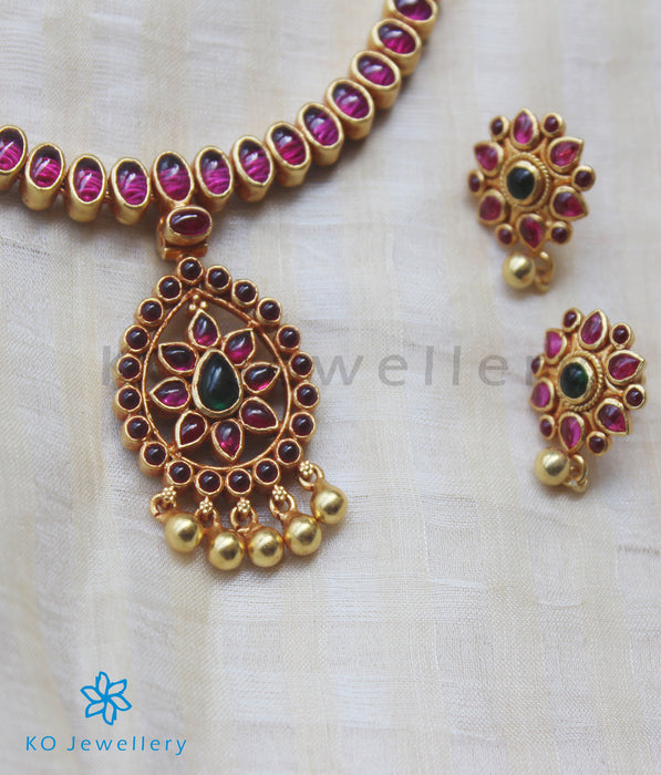 South Indian addige necklace set gold plated