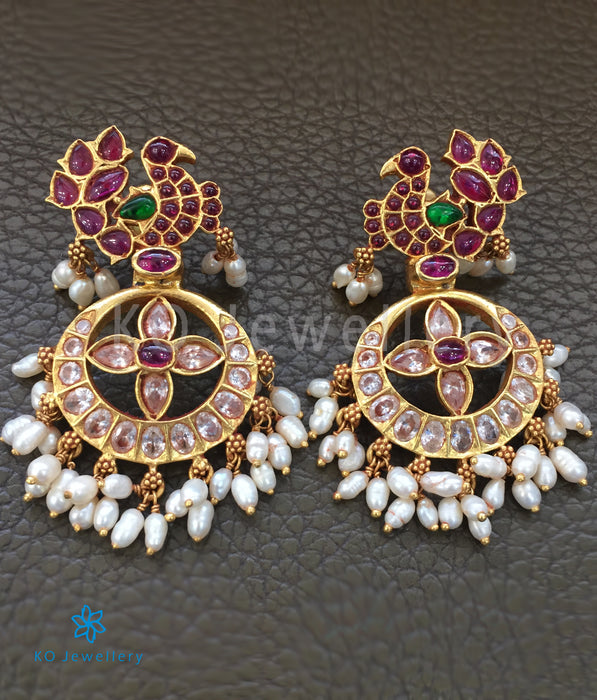 Gold plated peacock motif silver earrings online